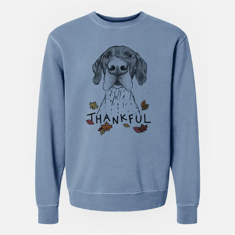 Thankful Booze the German Shorthaired Pointer - Unisex Pigment Dyed Crew Sweatshirt