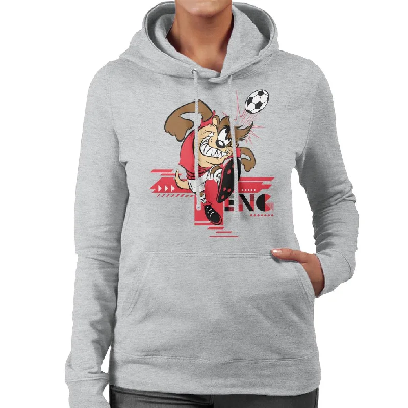 Looney Tunes Football Taz For England Header Women's Hooded Sweatshirt