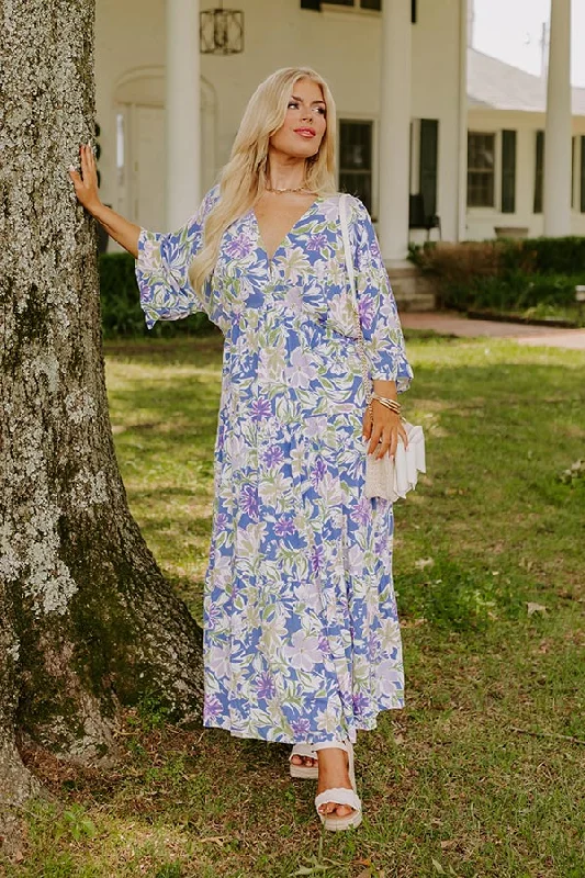 Blossom Breeze Floral Maxi In Periwinkle Curves