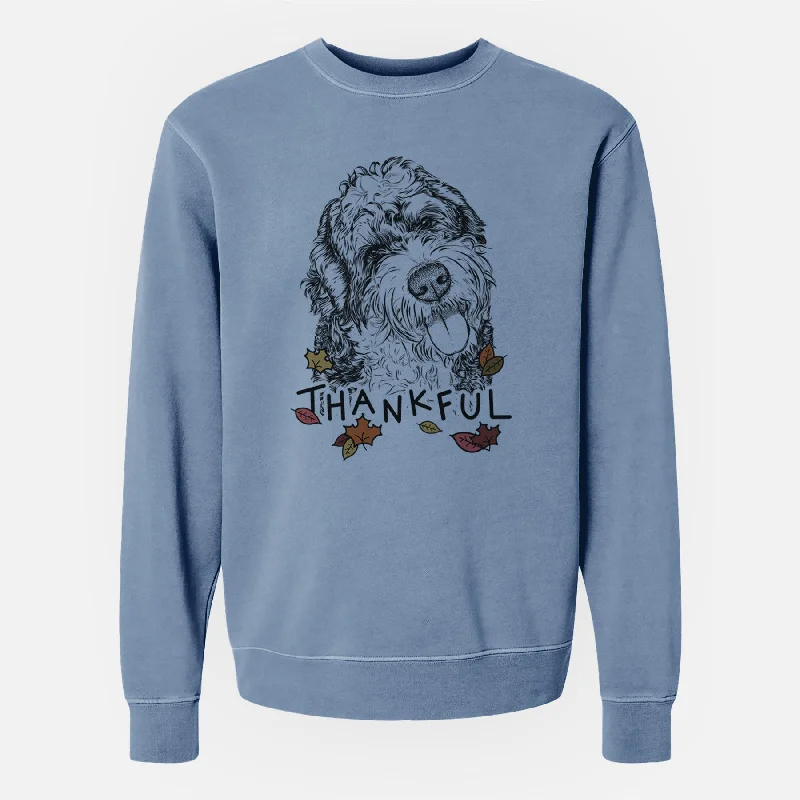 Thankful Kaci the Bernedoodle - Unisex Pigment Dyed Crew Sweatshirt