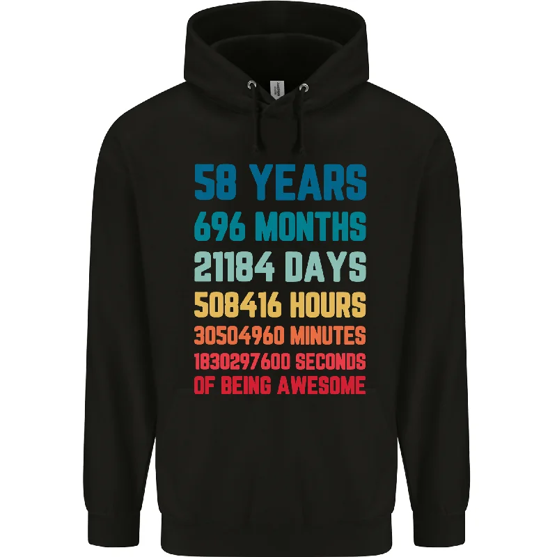 58th Birthday 58 Year Old Mens 80% Cotton Hoodie