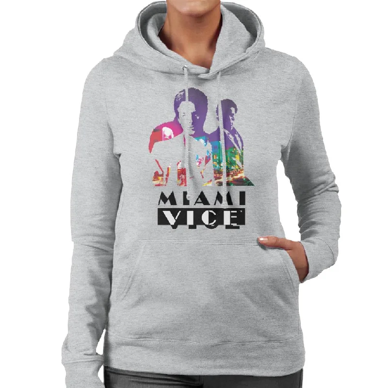 Miami Vice Sonny And Rico City Lights Silhouette Women's Hooded Sweatshirt