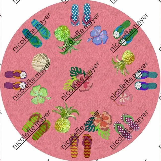 Winter In Florida Pink 16" Round Pebble Placemat Set of 4