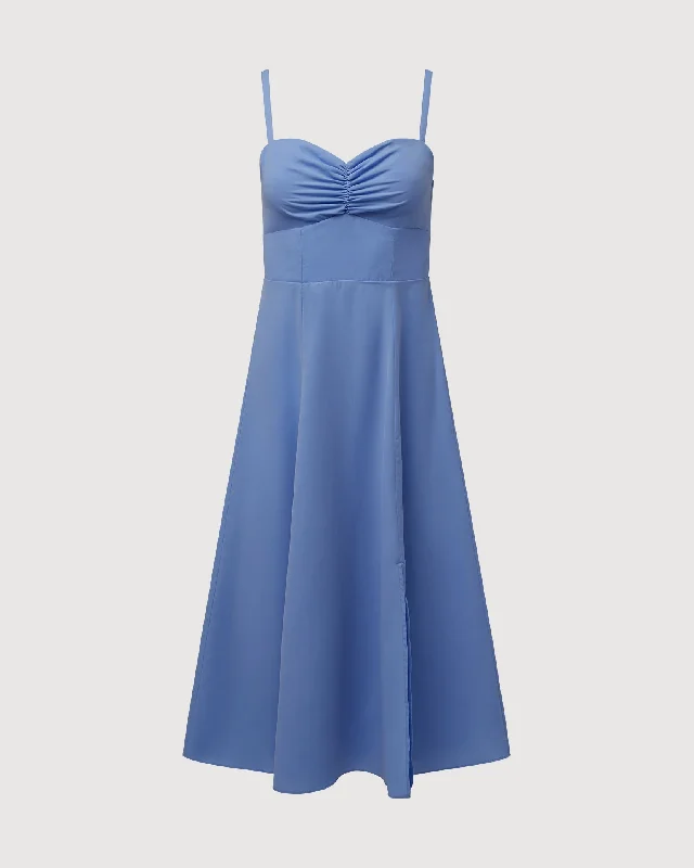 Rachel Parcell | Ruched Cup Midi Dress | Vista Blue