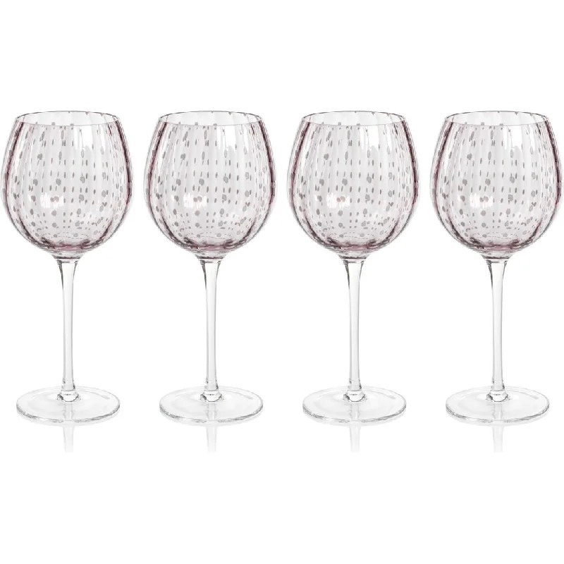 Pescara White Dot Wine Glasses, Set of 4