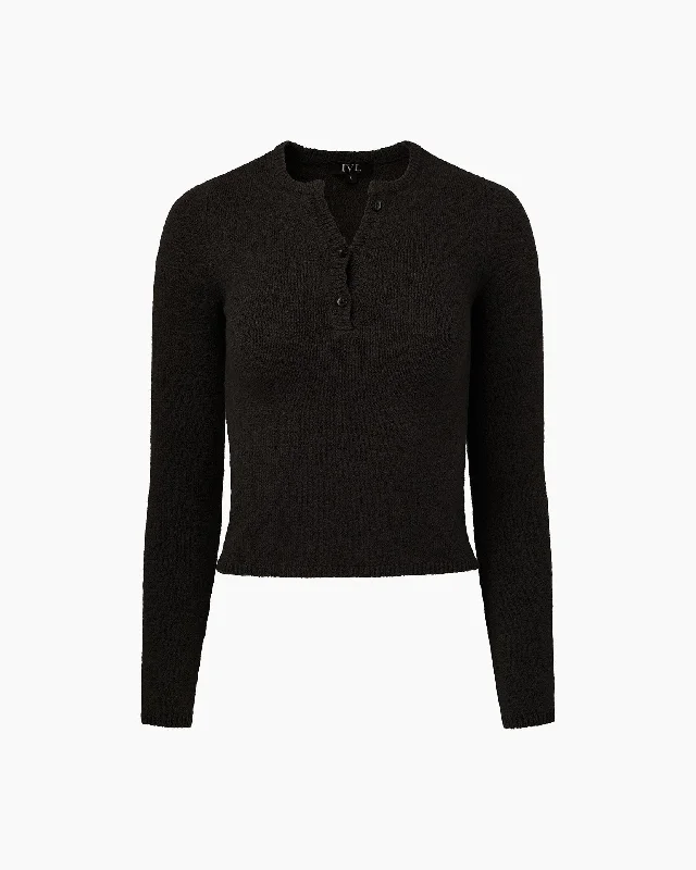 IVL Collective | Boucle Henley Top | Jet Black