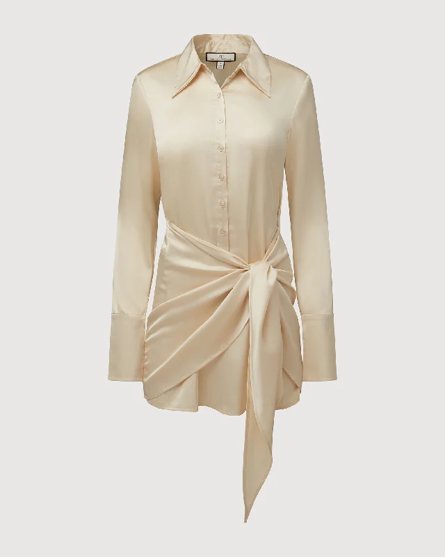 Rachel Parcell | Tie Wrap Button Down Dress | Ivory