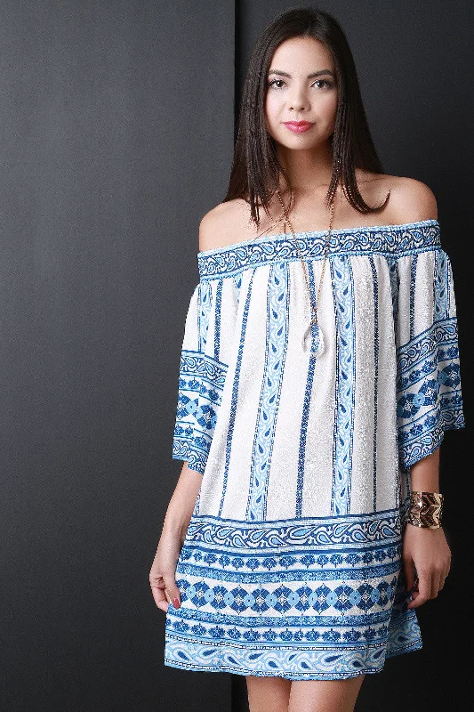 Off The Shoulder Boho Shift Dress