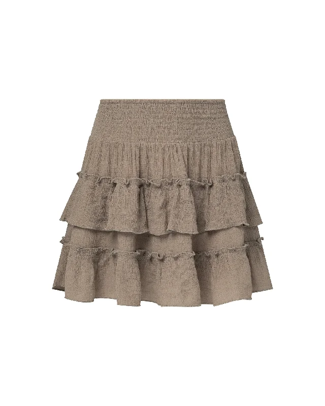 Rachel Parcell | Smocked Ruffle Mini Skirt | Pebble