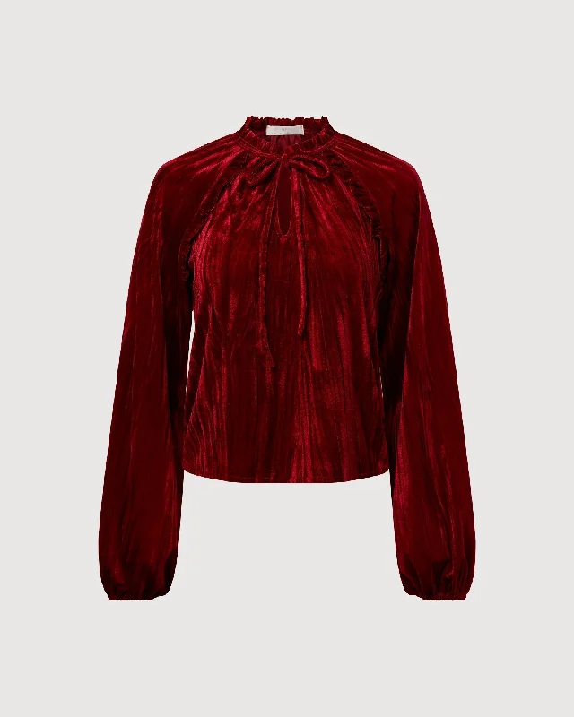 Rachel Parcell | Velvet Blouse | Deep Red