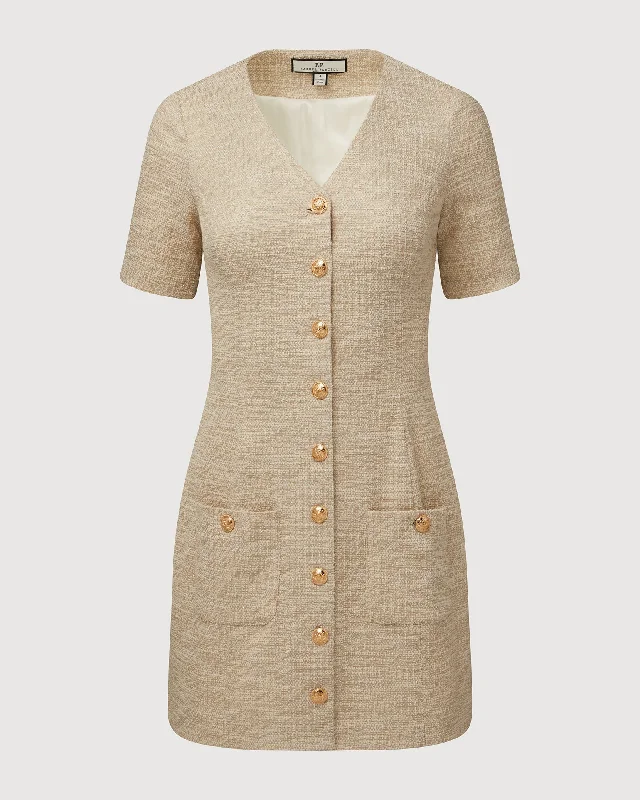 Rachel Parcell | Tweed V-neck Mini Dress | Ivory