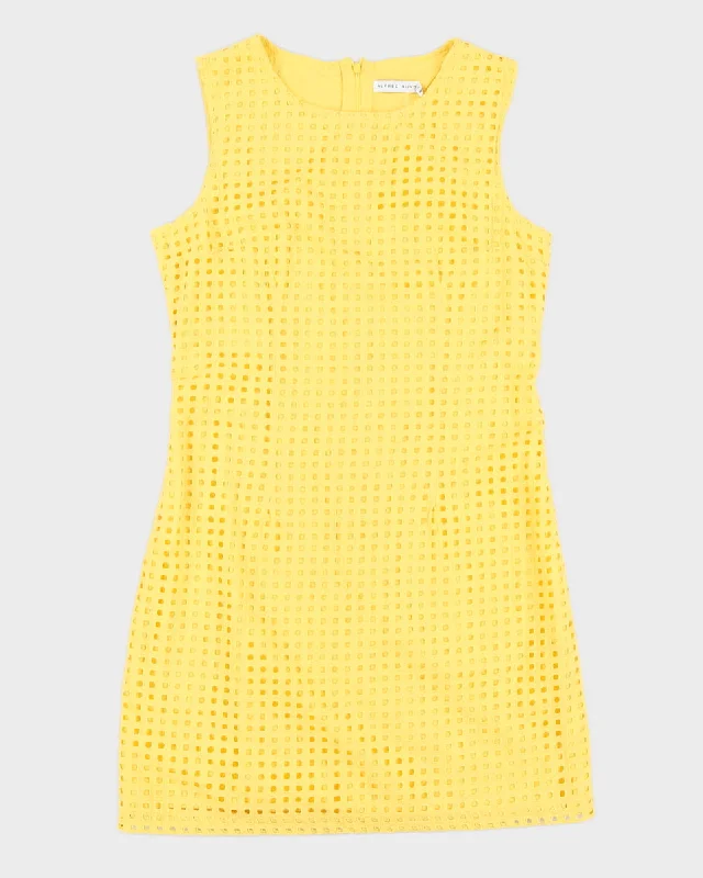 Yellow Lace Sleeveless Dress - S