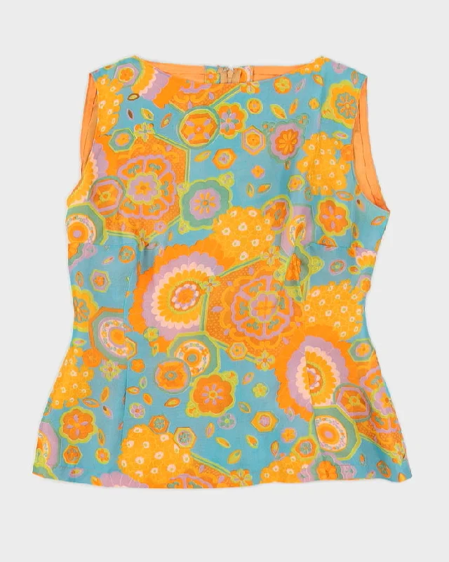 00s Does The 1960s Orange Patterned Top - S