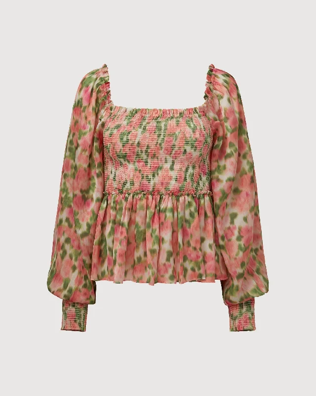 Rachel Parcell | Smocked Blouse | Shell Pink